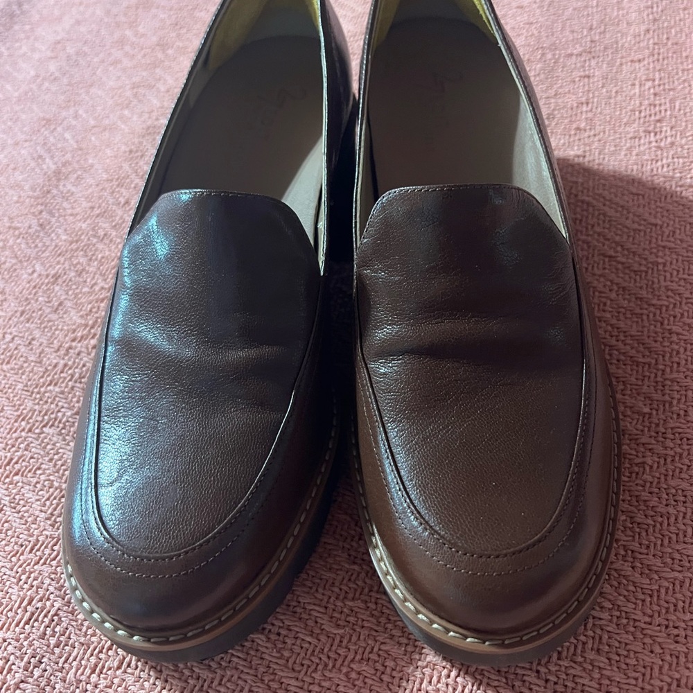 Brown LUG SOLE Leather Loafers NWOT - Picture 2 of 7